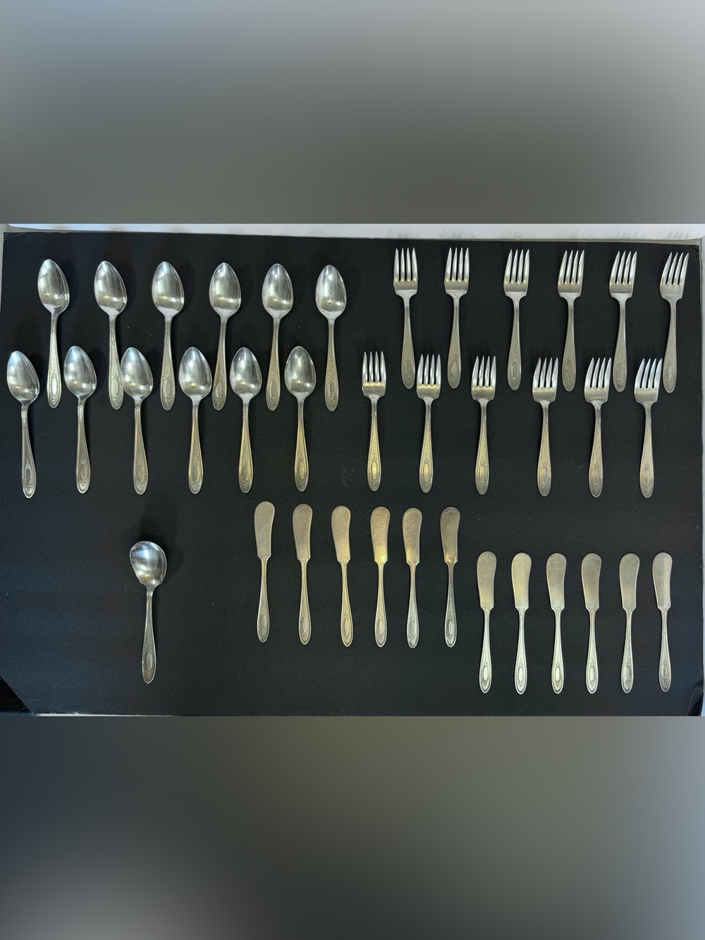 National Silver Co S.E.B. EPNS Silverplate Flatware 37pc Spoons Forks Knives